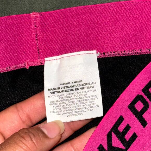 Nike Pro Dri-Fit Capri Leggings Women Small Black Pink Elastic Waistband Stretch - Picture 6 of 7